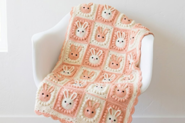 Adorable Bunny Granny Square Baby Blanket Free Crochet Pattern
