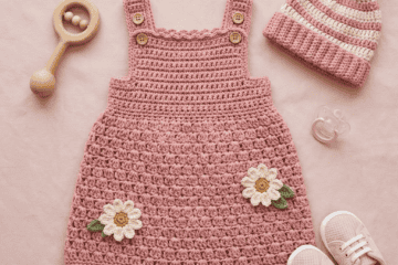 Daisy Pink Baby Pinafore Dress Free Crochet Pattern