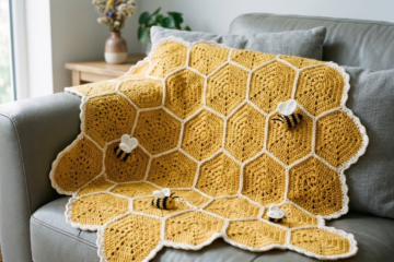Honeycomb Bee Blanket Free Crochet Pattern