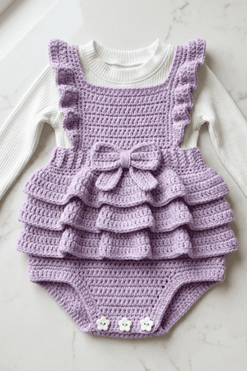 Lavender Spring Baby Romper Free Crochet Pattern