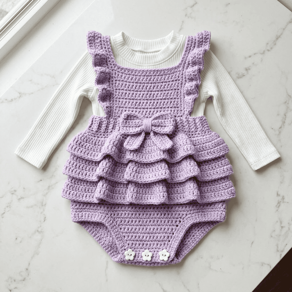 Lavender Spring Baby Romper Free Crochet Pattern