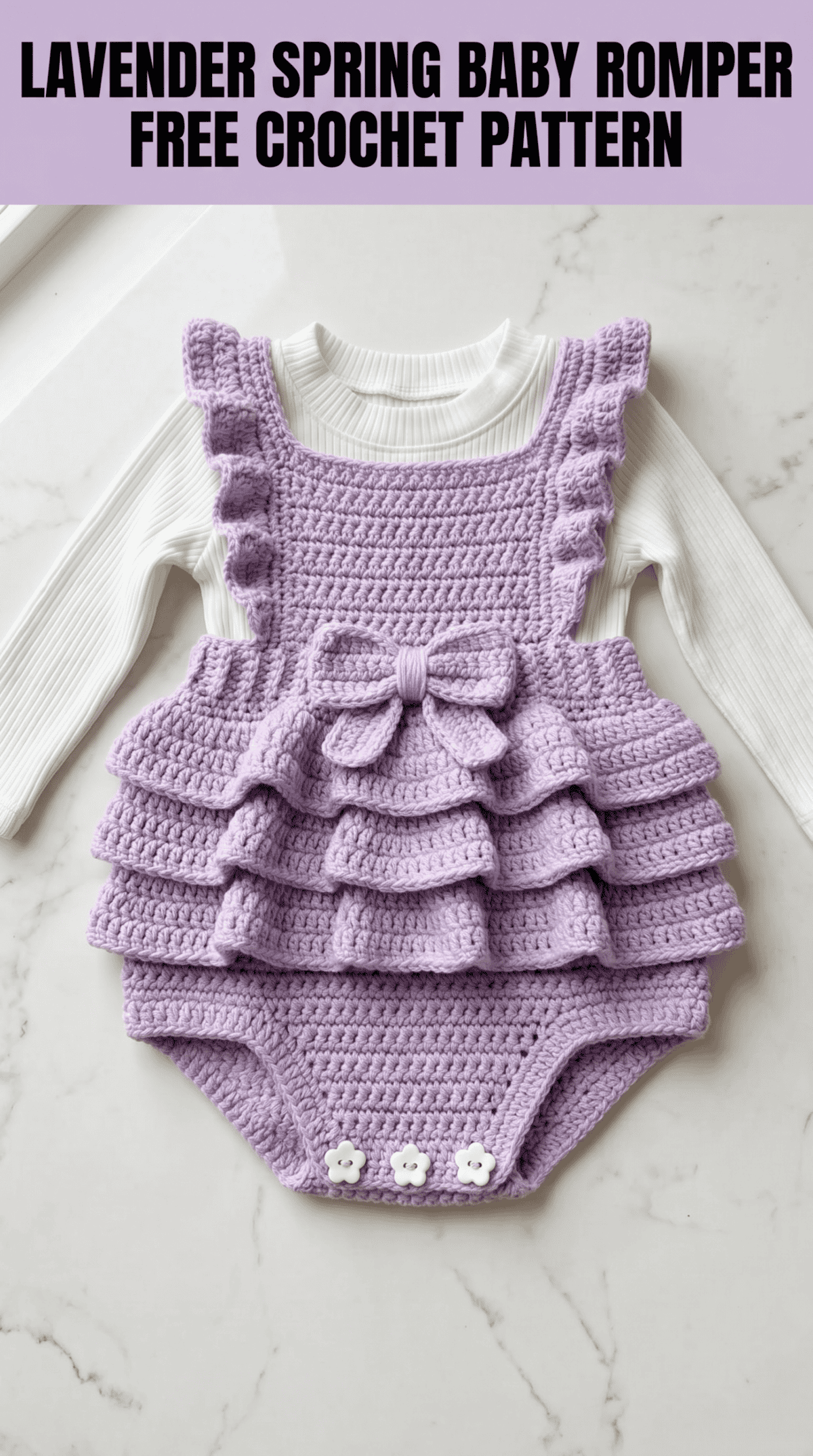 Lavender Spring Baby Romper Free Crochet Pattern