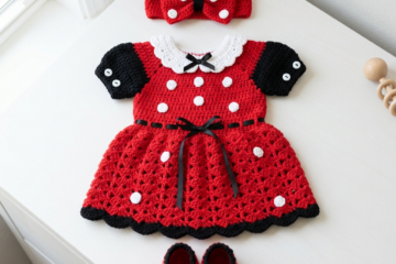 Minnie Mouse Red Baby Dress Set Free Crochet Pattern