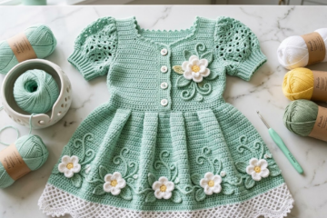 Mint Garden Baby Dress Free Crochet Pattern