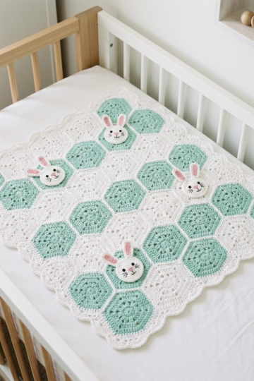 Minty Fresh Hexagon Baby Blanket Free Crochet Pattern