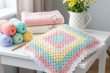 Pastel Rainbow Granny Square Baby Blanket Free Crochet Pattern