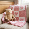 Pink Heart Granny Square Baby Blanket Free Crochet Pattern
