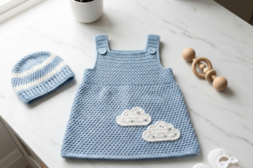 Powder Blue Baby Crochet Dress Free Pattern