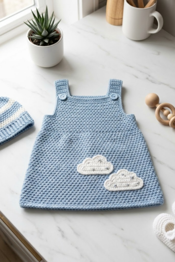 Powder Blue Baby Crochet Dress Free Pattern