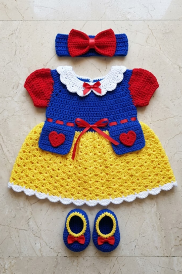 Snow White Baby Dress Set Free Crochet Pattern
