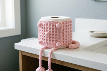 Adorable Pink Toilet Paper Cozy with Legs Free Crochet Pattern