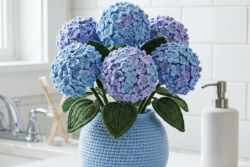 Blue Hydrangea Crochet Planter Free Crochet Pattern