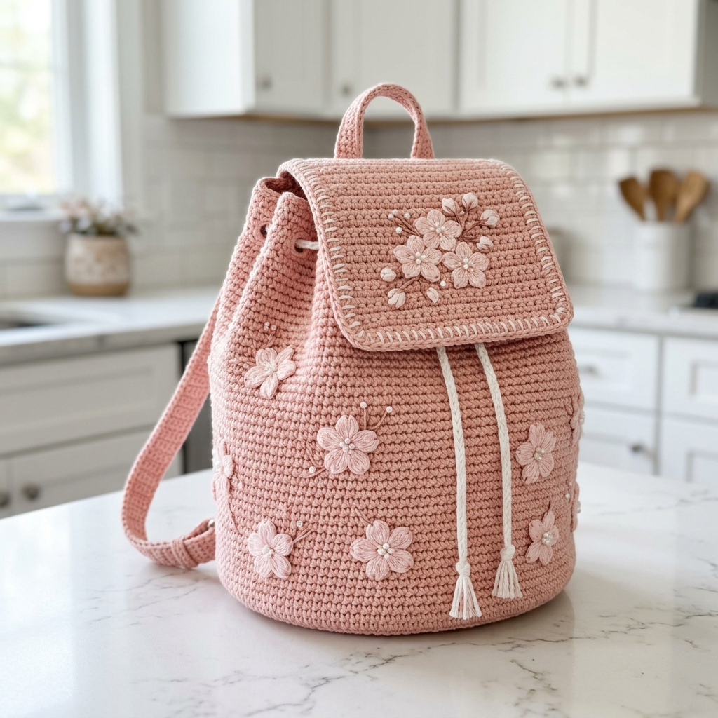 Blush Pink Cherry Blossom Backpack Free Pattern
