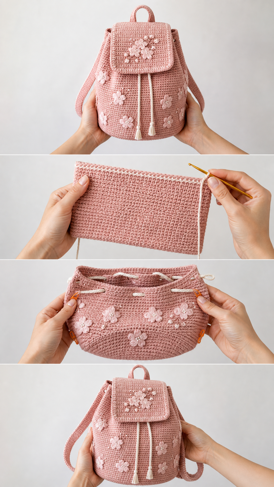 Blush Pink Cherry Blossom Backpack Free Pattern