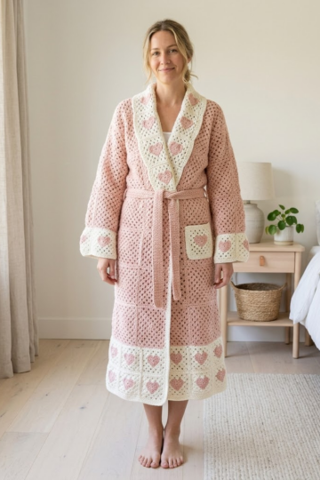 Blush Romance Granny Square Robe Free Pattern