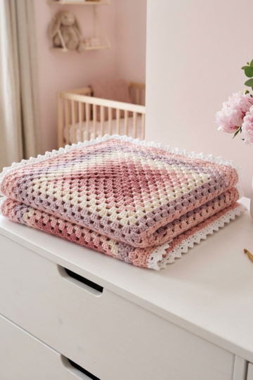 Blush Rose Garden Granny Square Blanket Free Crochet Pattern