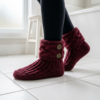 Burgundy Wine Velvet Touch Slipper Boots Free Crochet Pattern