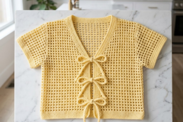 Butter Yellow Mesh Cardigan Free Crochet Pattern