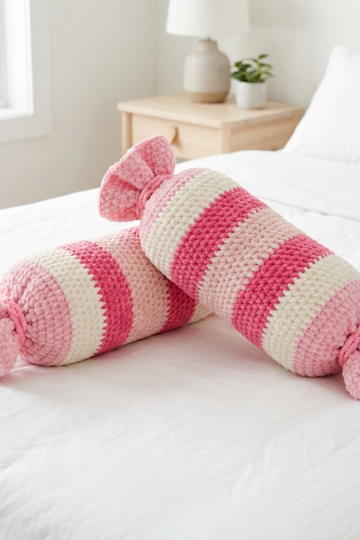 Cotton Candy Pink Bolster Pillow Free Crochet Pattern
