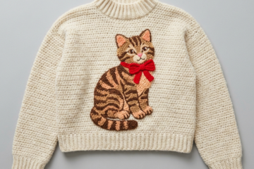 Cozy Cat with Red Bow Sweater Free Crochet Pattern
