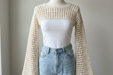 Cream Open Mesh Crochet Shrug Free Crochet Pattern