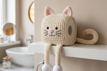 Creamy White Cat Toilet Paper Cozy Free Crochet Pattern