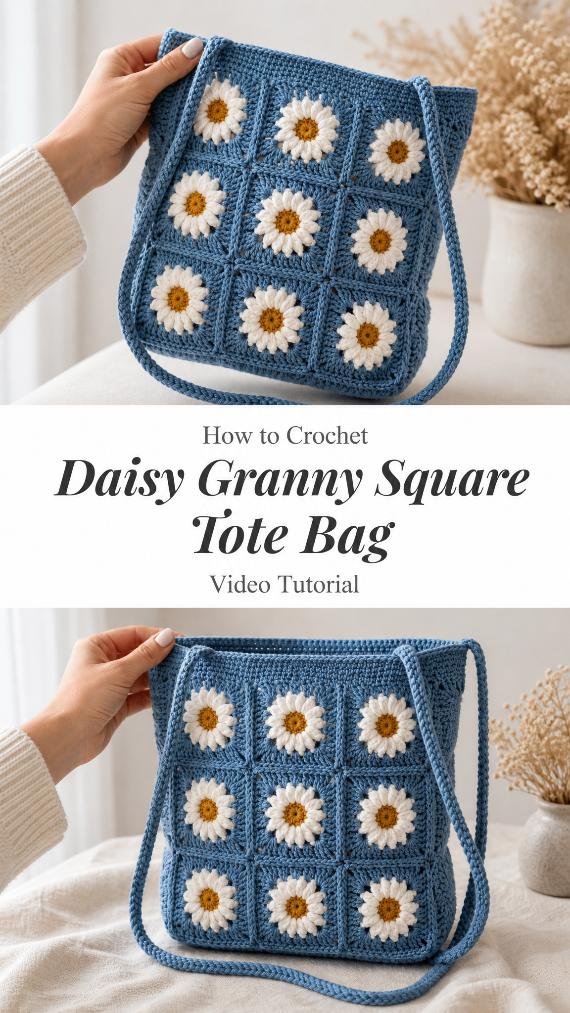 Daisy Granny Square Tote Bag Free Crochet Pattern
