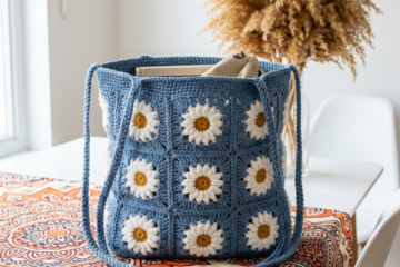 Daisy Granny Square Tote Bag Free Crochet Pattern