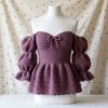 Dusty Mauve Peplum Off-Shoulder Top Free Crochet Pattern