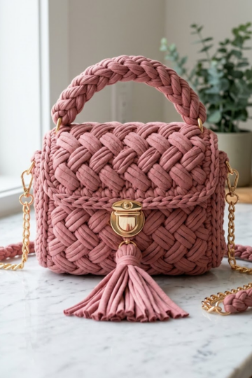 Dusty Rose Braided Bag on Marble Free Pattern