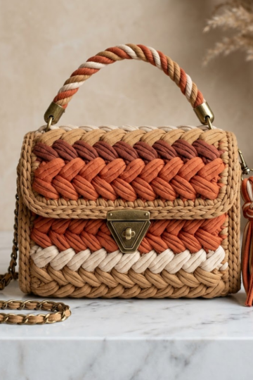 Earthy Terracotta Boho Braided Purse Free Crochet Pattern
