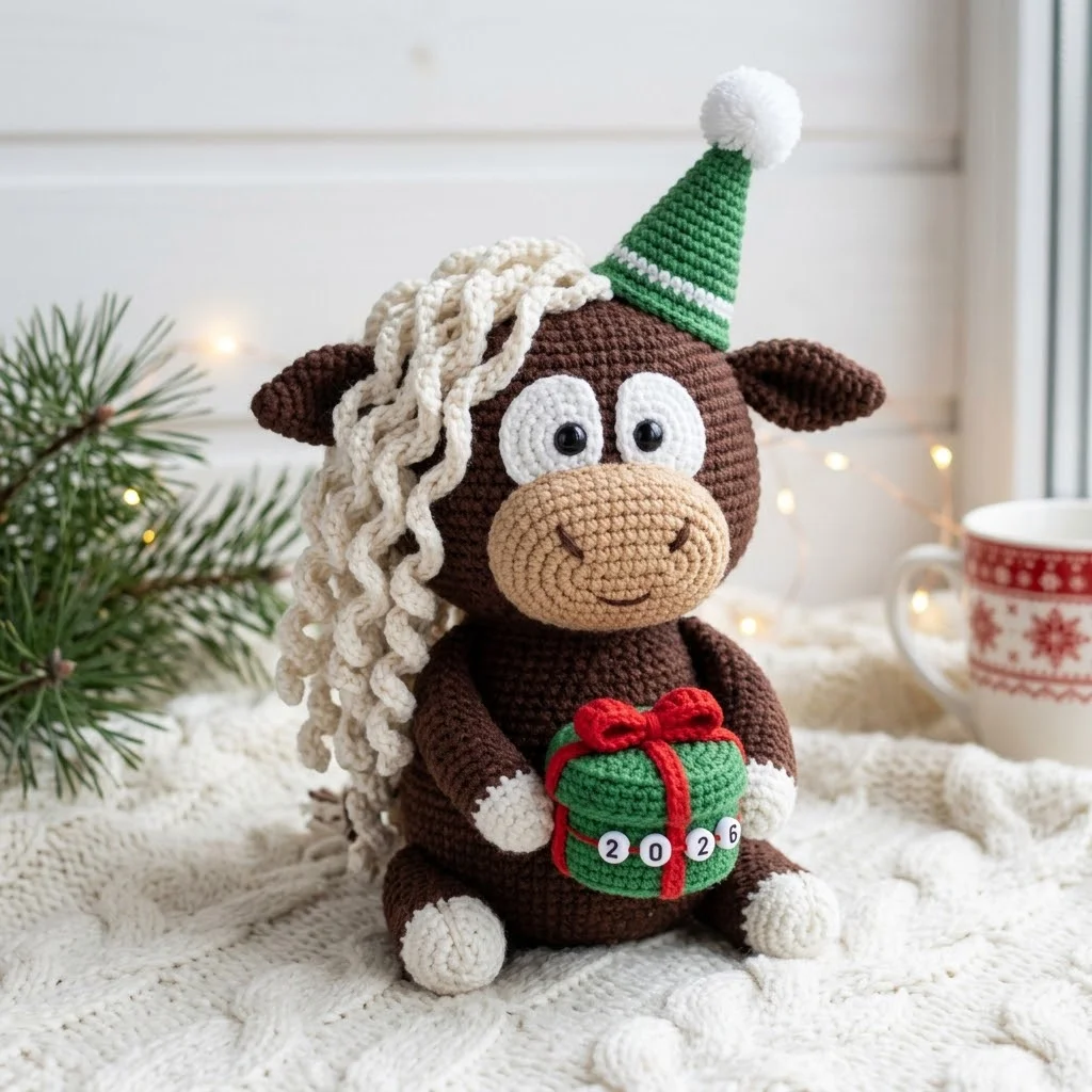 Festive Highland Cow Amigurumi Pattern