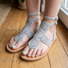 Gray Medallion Crochet Gladiator Sandals Free Pattern