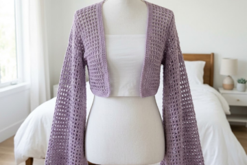 Lavender Boho Mesh Crochet Bell Shrug Free Pattern