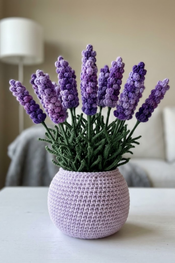 Lavender Bouquet Crochet Pot Free Crochet Pattern