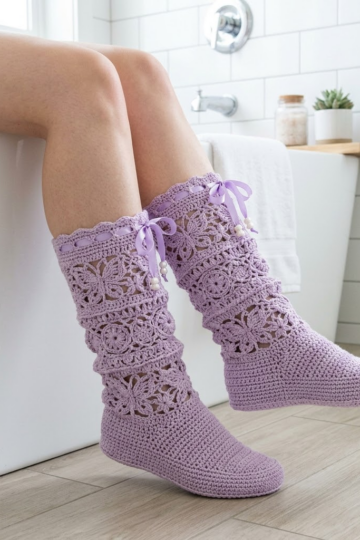 Lavender Lace Crochet Boots Free Crochet Pattern