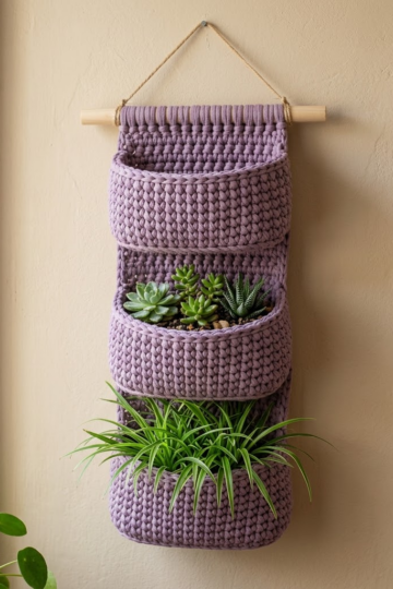 Lavender Three-Tier Hanging Basket Free Crochet Pattern