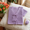 Lavender Tie-Front Cardigan Free Crochet Pattern
