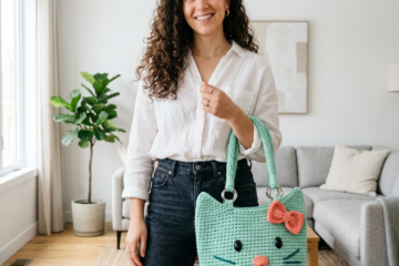 Mint Green Kitty Tote Bag Free Crochet Pattern