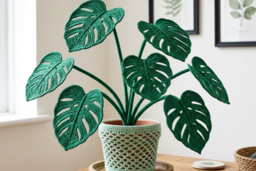Monstera Deliciosa Potted Plant Free Crochet Pattern