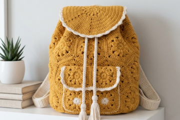 Mustard Yellow Boho Granny Backpack Free Crochet Pattern