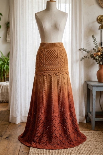 Ombre Honeycomb Lace Maxi Skirt Free Crochet Pattern