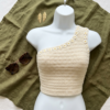 One Shoulder Daisy Stitch Crop Top Free Crochet Pattern