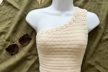 One Shoulder Daisy Stitch Crop Top Free Crochet Pattern