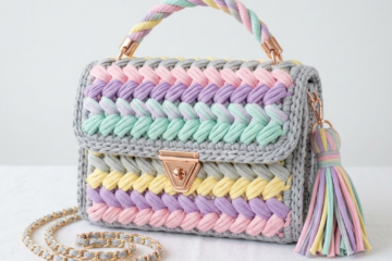 Pastel Rainbow Braided Clutch Bag Free Crochet Pattern