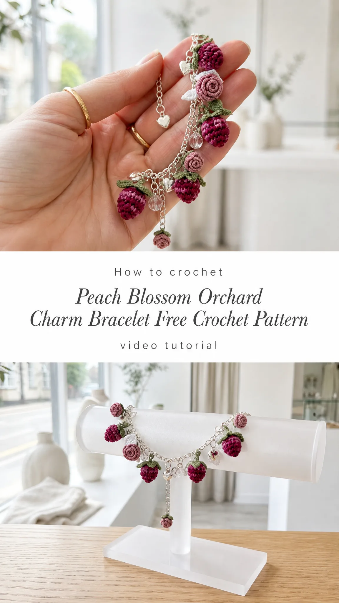 Peach Blossom Orchard Charm Bracelet Free Crochet Pattern