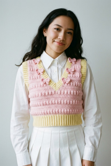 Pink Bow Sweetheart Crochet Vest Free Crochet Pattern