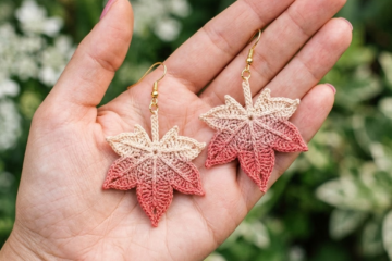 Pink Ombre Maple Leaf Earrings Free Crochet Pattern