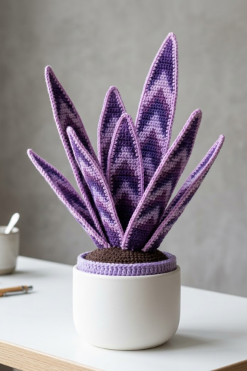 Purple Galaxy Snake Plant Amigurumi Free Crochet Pattern