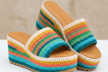 Rainbow Striped Crochet Platform Wedge Sandals Pattern